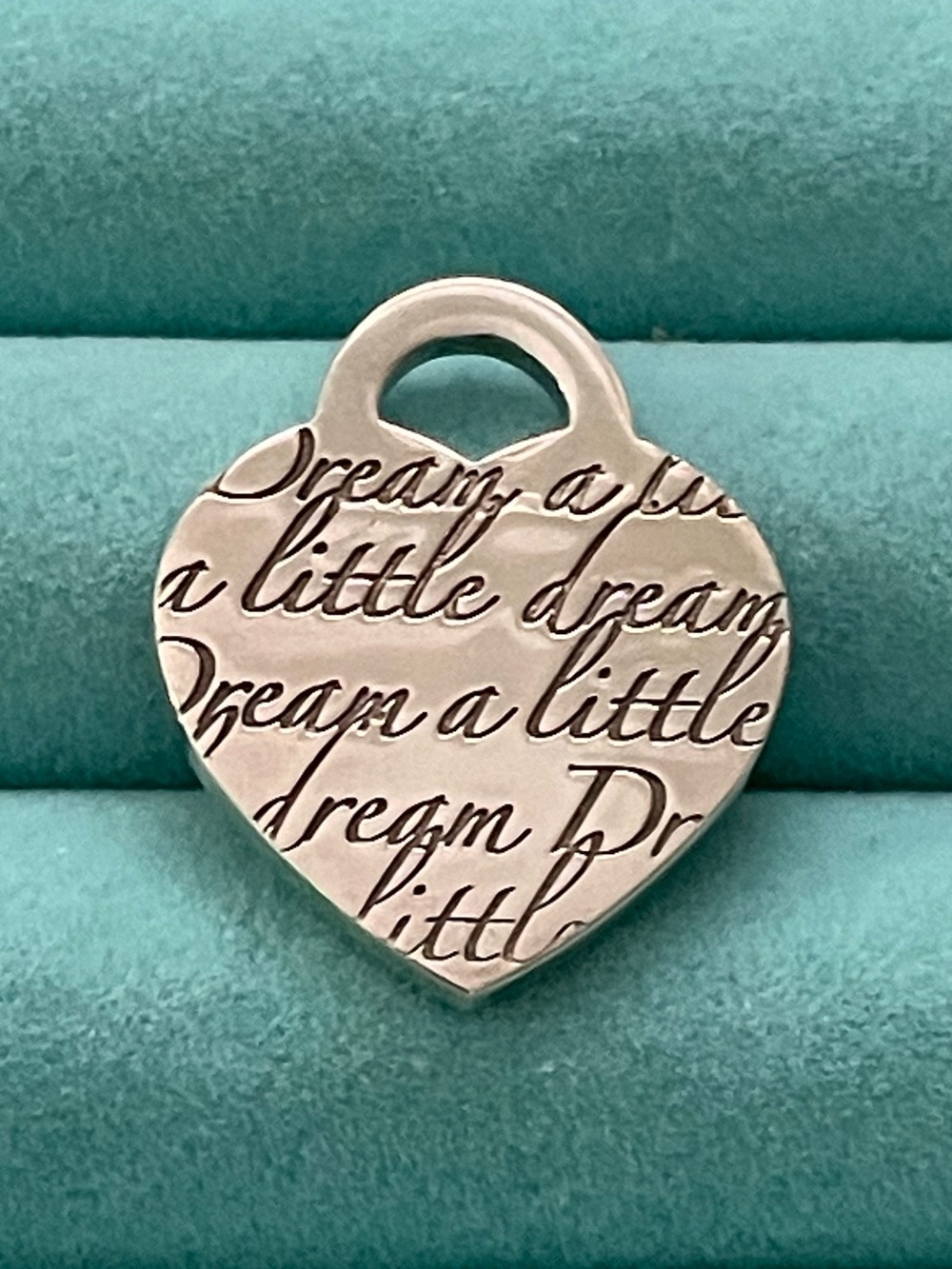 Tiffany & Co Silver Notes “Dream a little dream” Medium Heart Pendant Charm